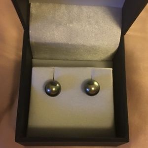 NEW Tahitian Black Pearl/14k Gold Earrings
